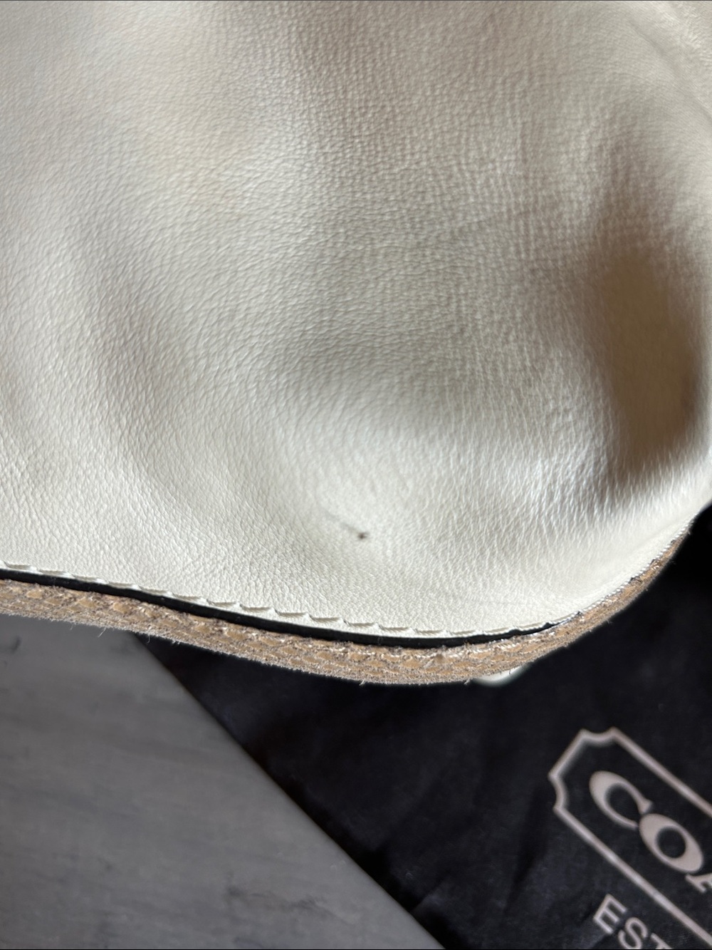 Coach Cream Leather Shoulder Hobo Bag with Tan Strap - Picture 9 of 13